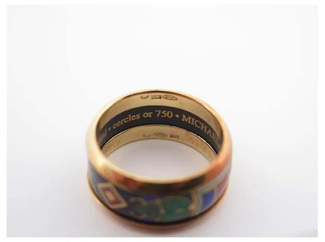 Autre Marque MICHAELA FREY FREYWILLE MISS SCARAB EGIPTO ANILLO T55 EN ESMALTE DORADO 18ANILLO K 