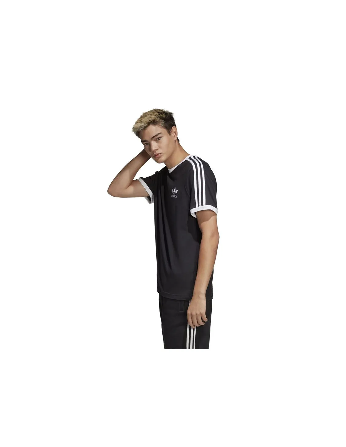 Camiseta adidas 3 bandas negro Hombre