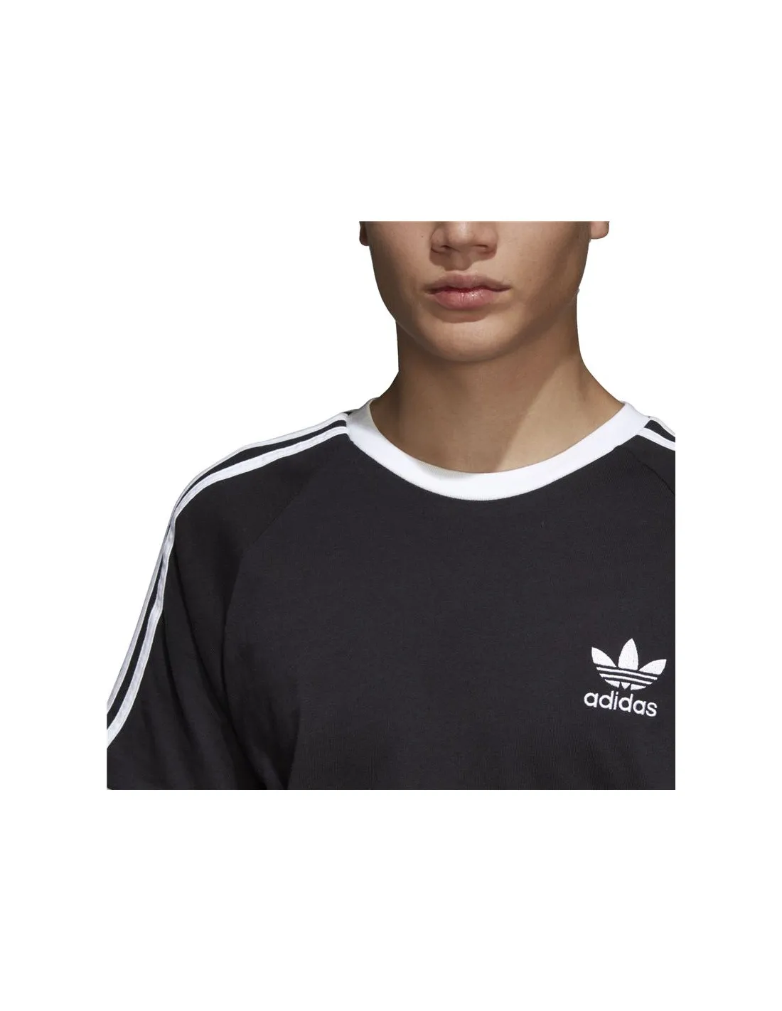 Camiseta adidas 3 bandas negro Hombre