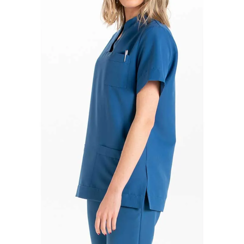 Camisola unisex con cuello mao de microfibra azul - Dyneke