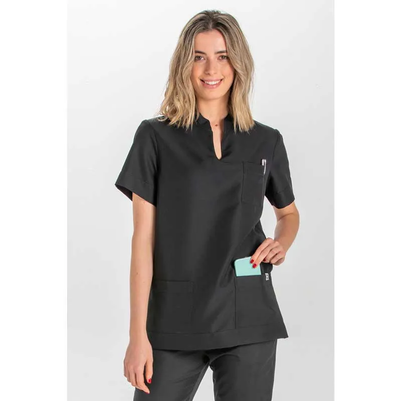 Camisola unisex cuello mao de microfibra negra - Dyneke