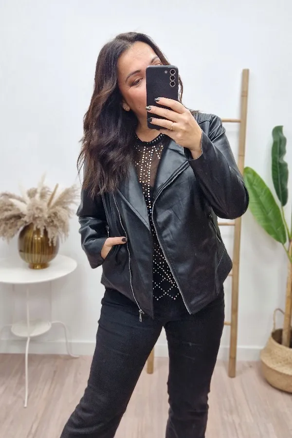 Chaqueta Biker Negra