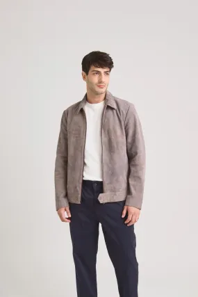 Chaqueta Trivoli de cuero gamuzado para hombre silueta ajustada