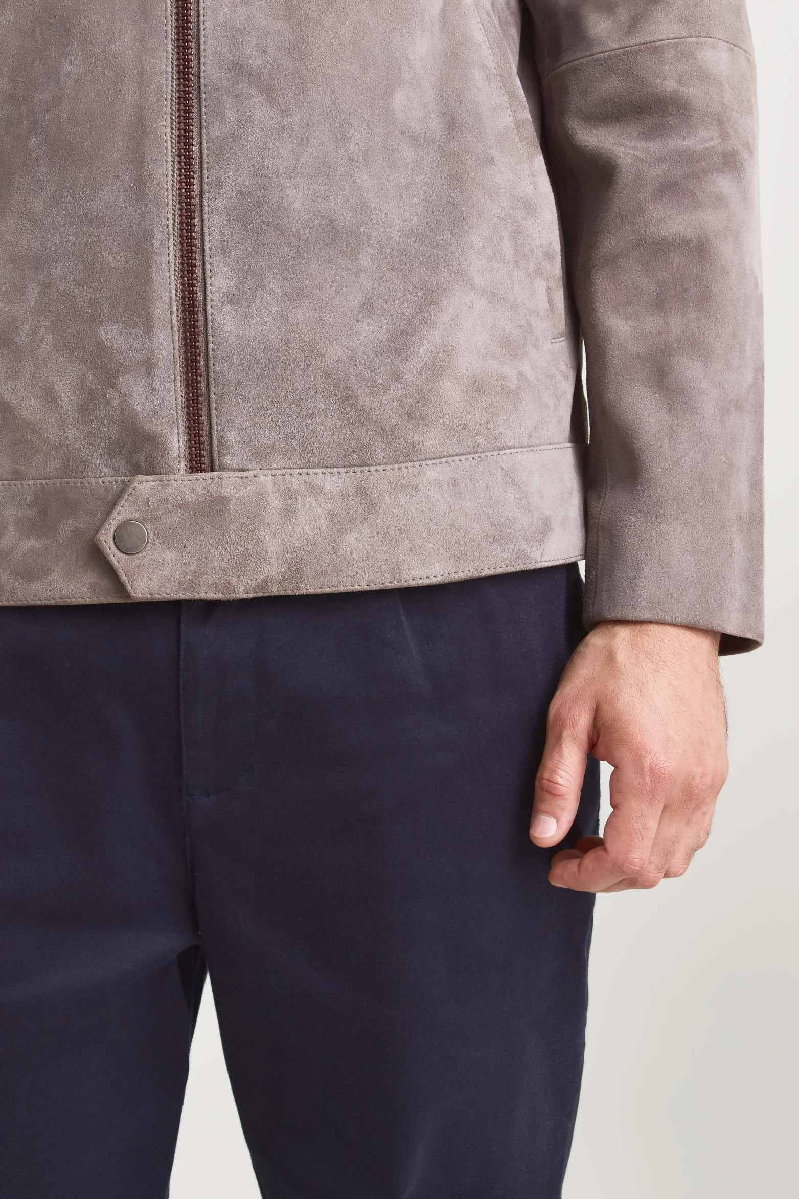 Chaqueta Trivoli de cuero gamuzado para hombre silueta ajustada