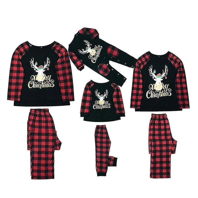 Christmas Father Mother Kids Clothes Top+pants Christmas Pajamas For Family Matching Outfit  Xmas Pajamas Set Baby Romper