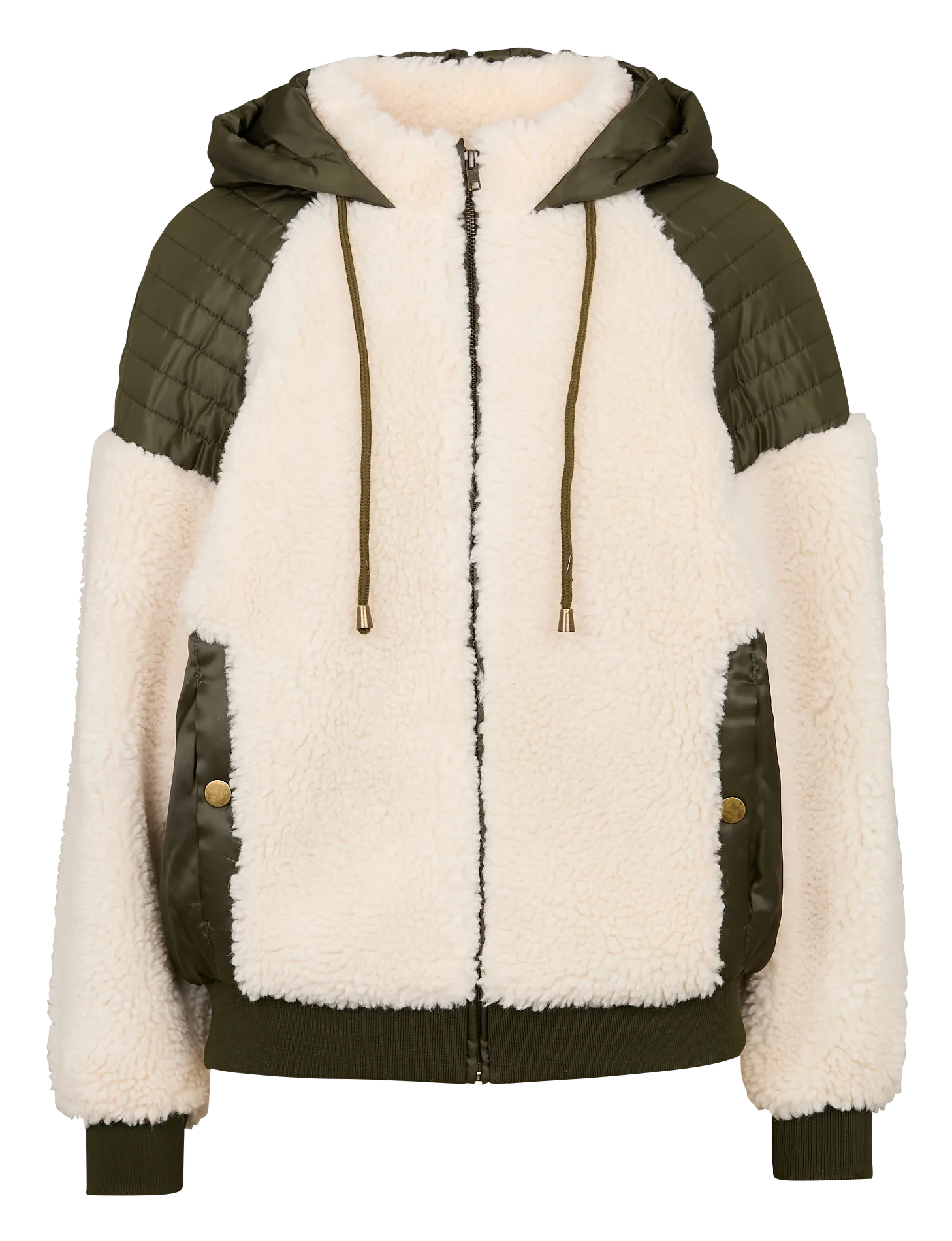 COTELAC Chaqueta holgada de sherpa en blanco