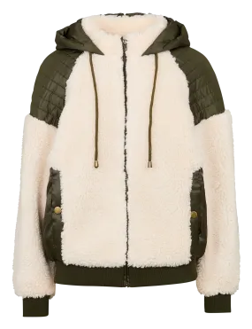 COTELAC Chaqueta holgada de sherpa en blanco