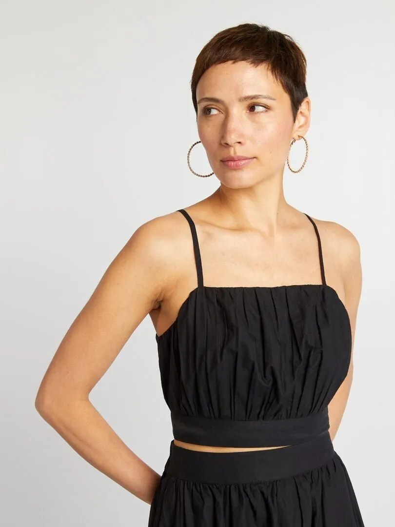 Crop top de tirantes - negro