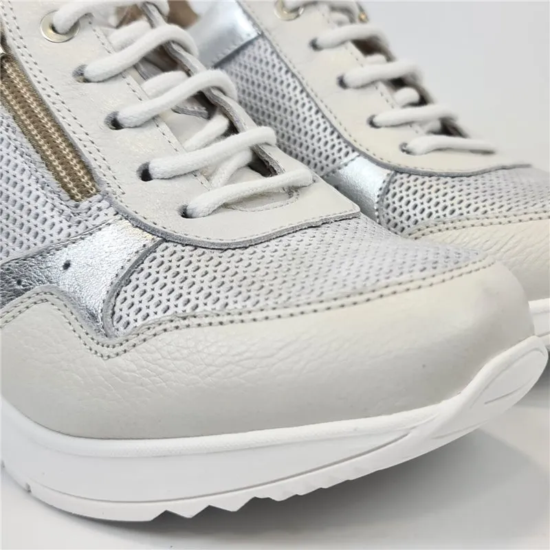 Deportivas Ancho Especial Mujer Piel Cordones Cremallera Plantilla Extraible 39010 Blanco, de Tupie