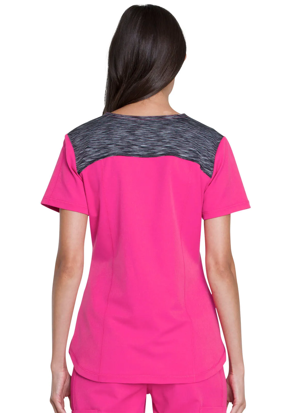 Dickies Dynamix V-Neck Top in Hot Pink