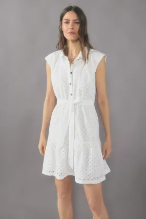 Embroidered cotton shirt dress