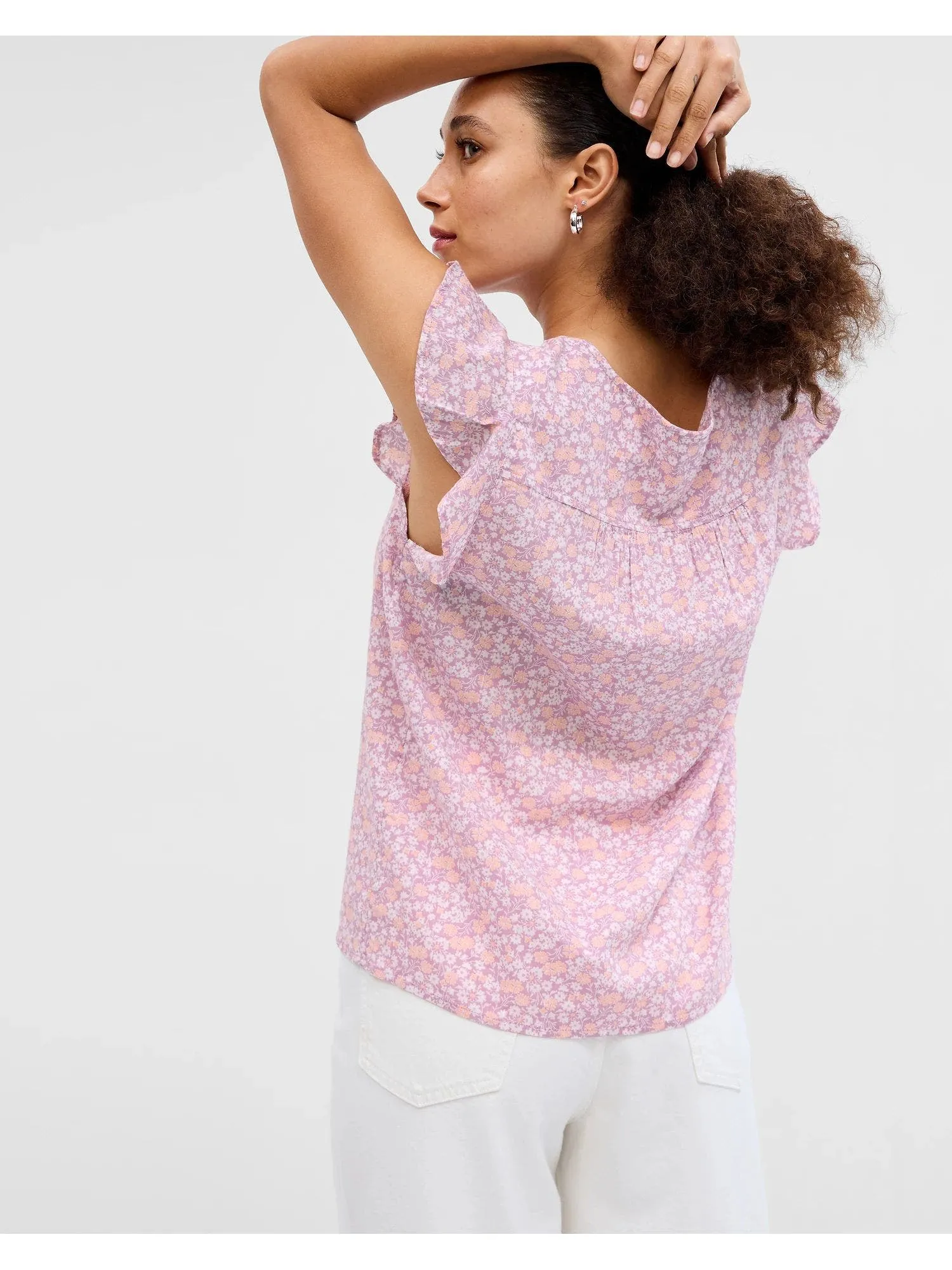 GAP Blusa GAP Cuello En V Manga con Vuelo Mujer