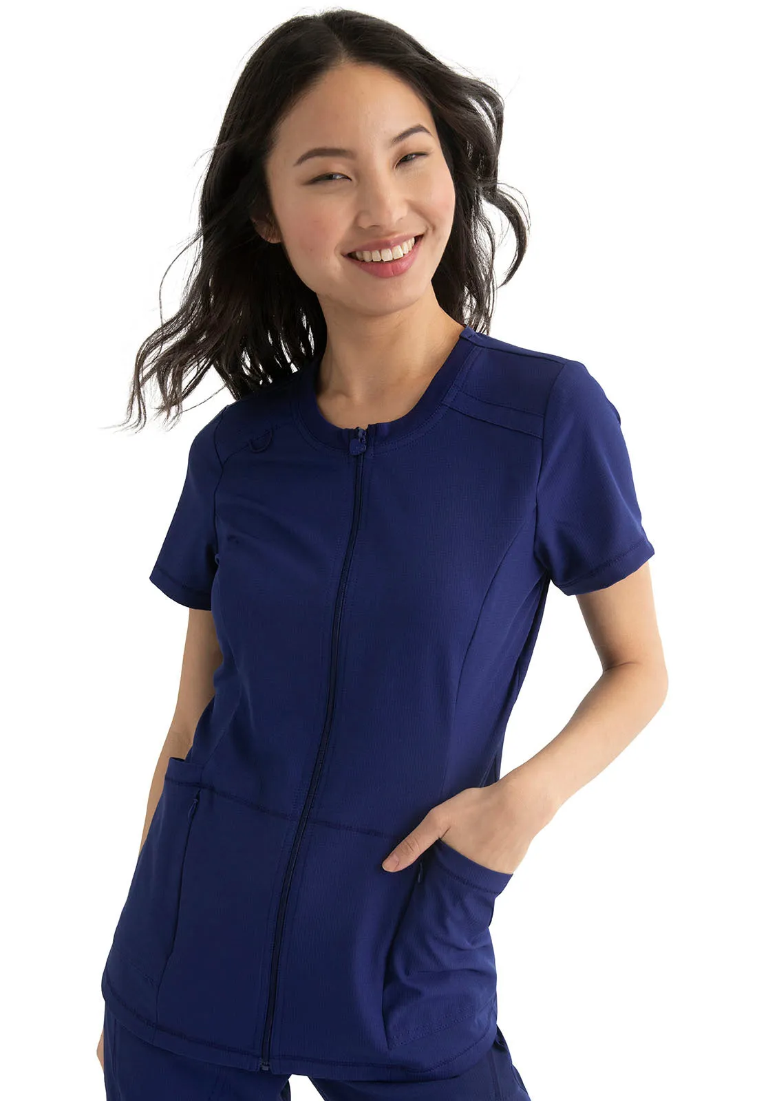 HeartSoul Zip Front Top in Navy