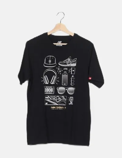 New Balance Camiseta negra print