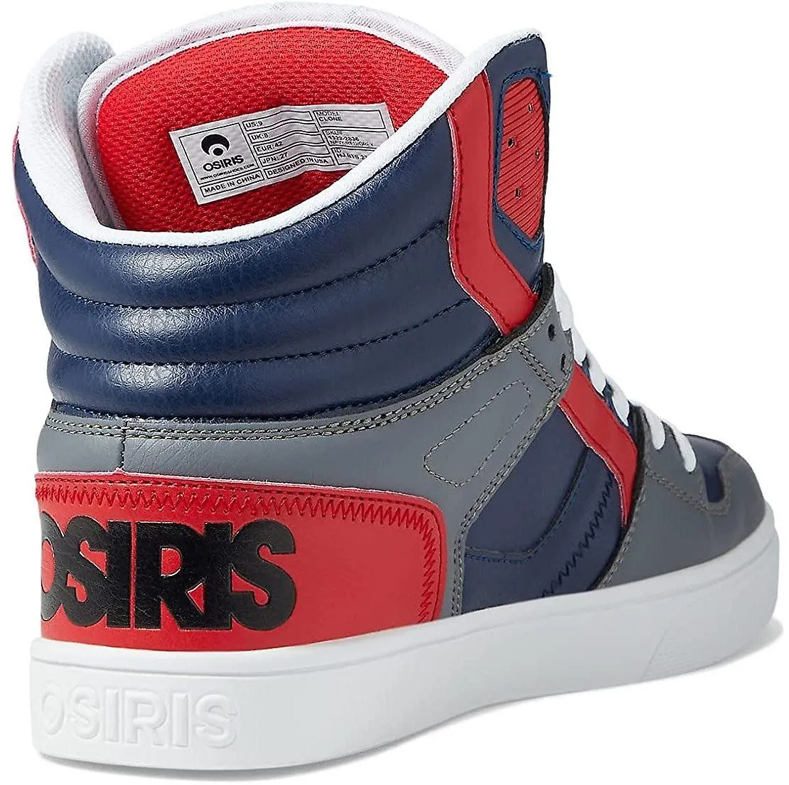 Osiris Clone Navy Red Grey Mens Hi Top Skate Trainers-9