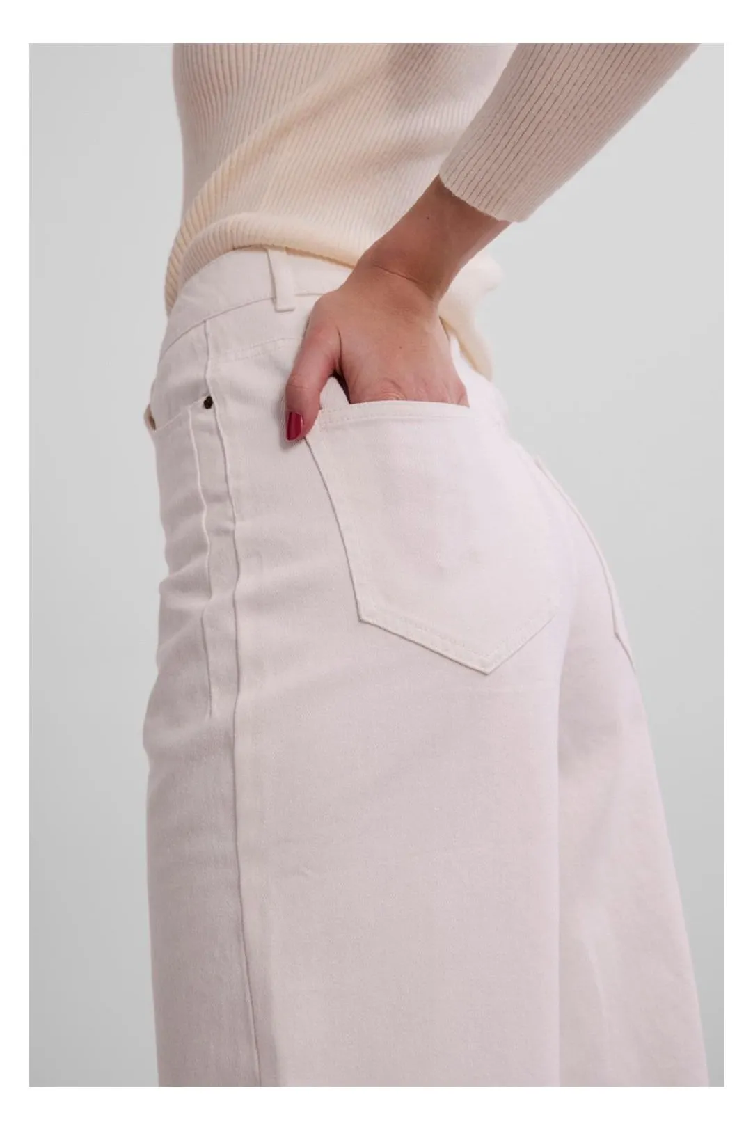 Pantalón vaquero ancho Pcelli blanco