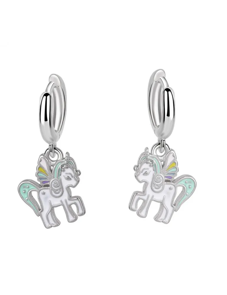 Pendientes Aros Plata Niña Unicornios