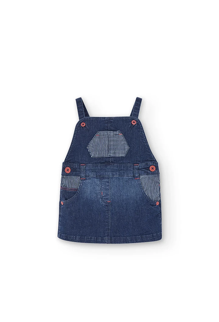 Pichi denim elástico de bebé niña en azul