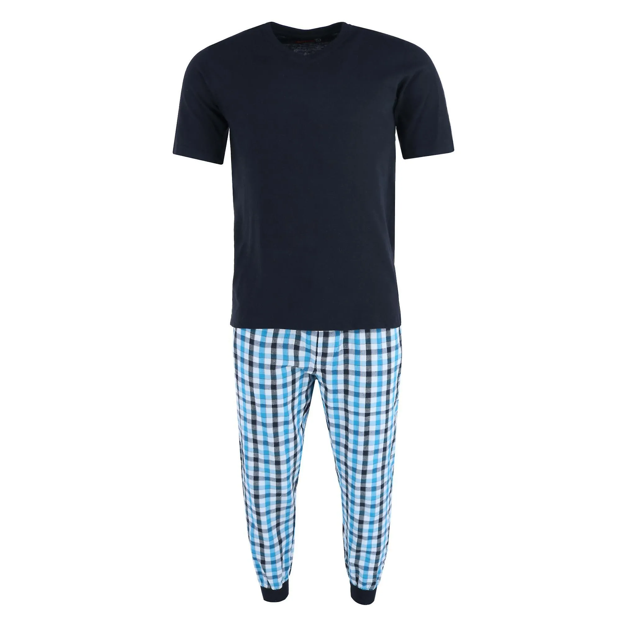 Ten West Apparel  V-Neck Top With Plaid Jogger Lounge Set (Men)