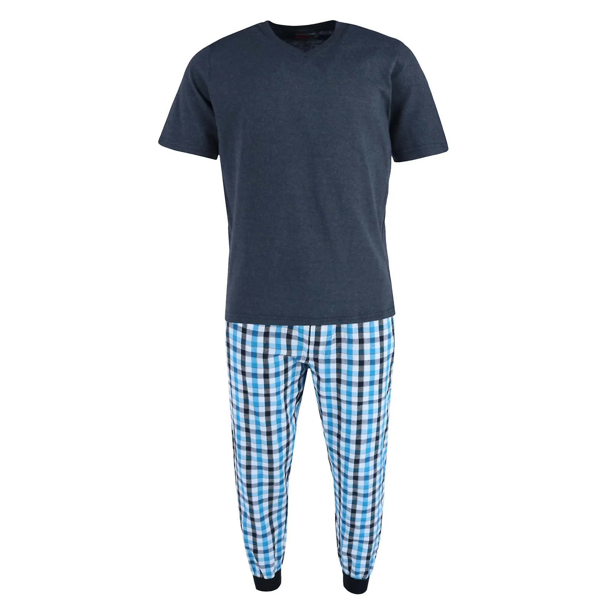 Ten West Apparel  V-Neck Top With Plaid Jogger Lounge Set (Men)