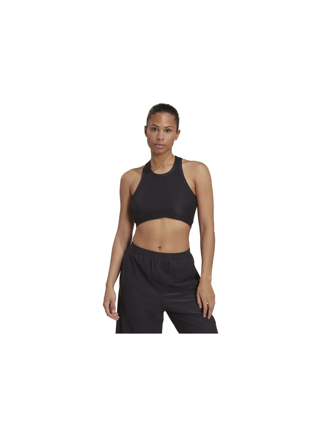 Top adidas Yoga Studio Wrapeed Rib Mujer Black