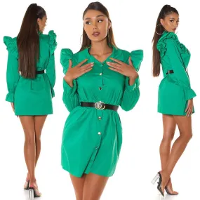 Vestido blusa con cinturón Verde