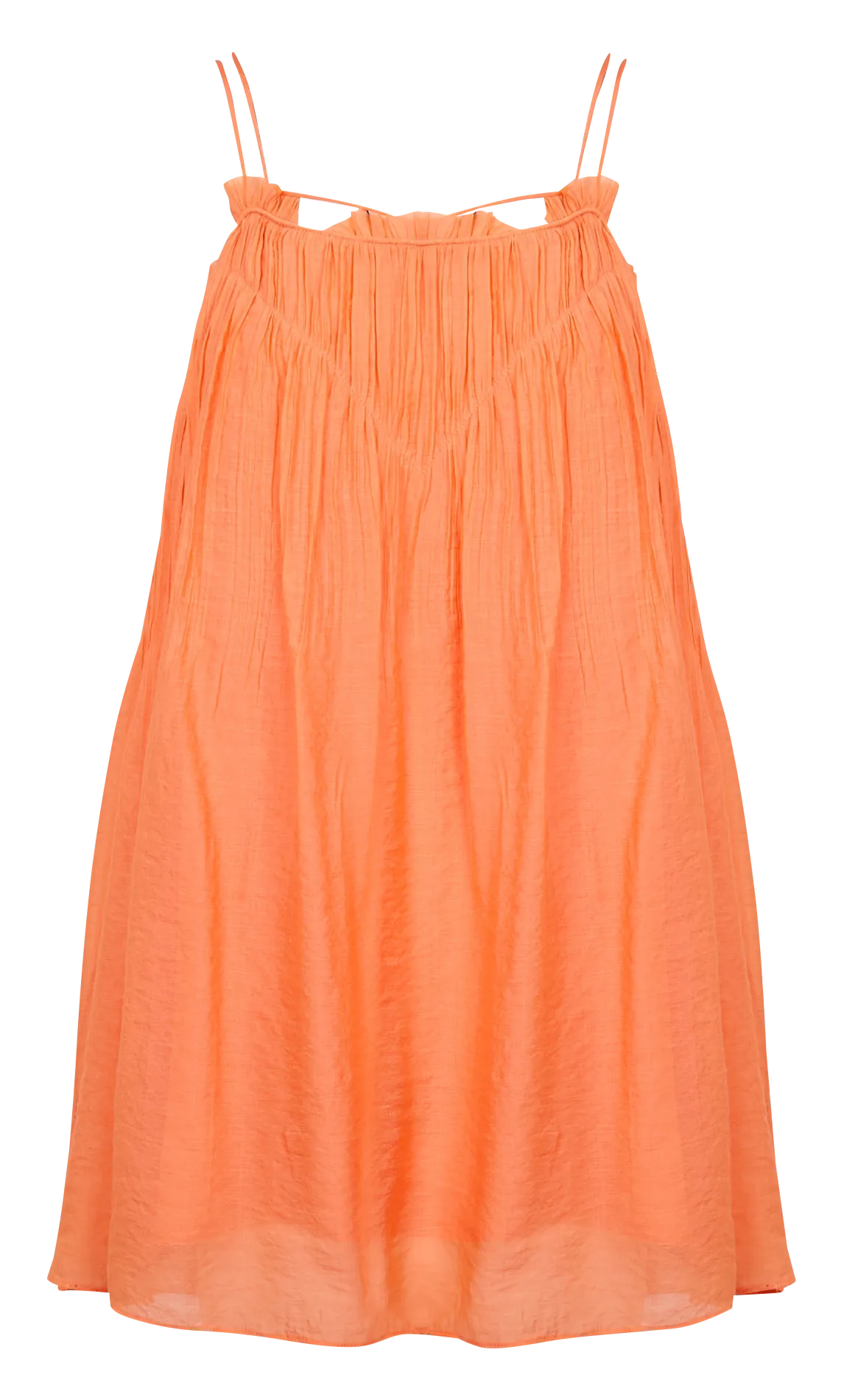 Vestido corto efecto arrugado en naranja