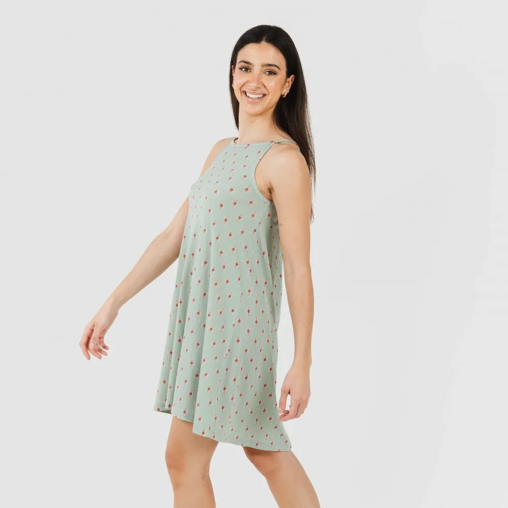 Vestido corto tirantes crepe Alessia verde