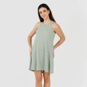 Vestido corto tirantes crepe Alessia verde