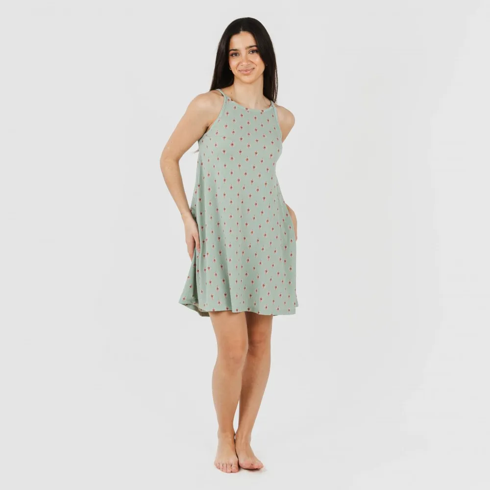 Vestido corto tirantes crepe Alessia verde