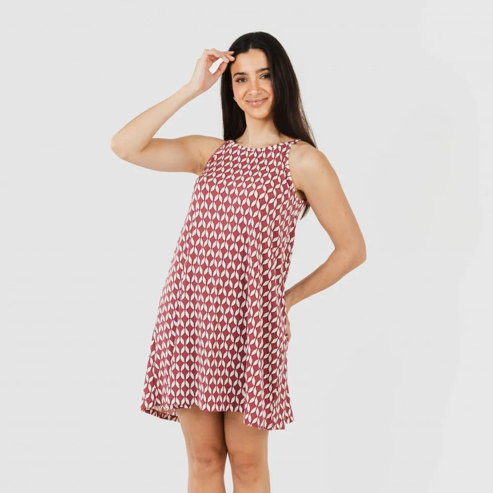 Vestido corto tirantes crepe Alino berenjena