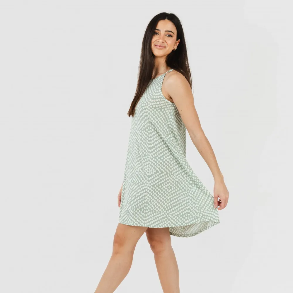 Vestido corto tirantes crepe Columbus verde tiffany