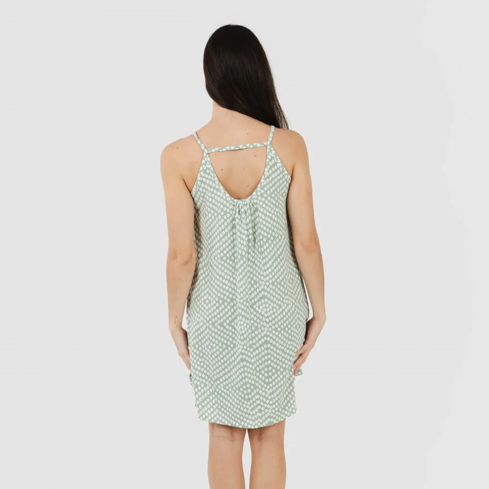 Vestido corto tirantes crepe Columbus verde tiffany