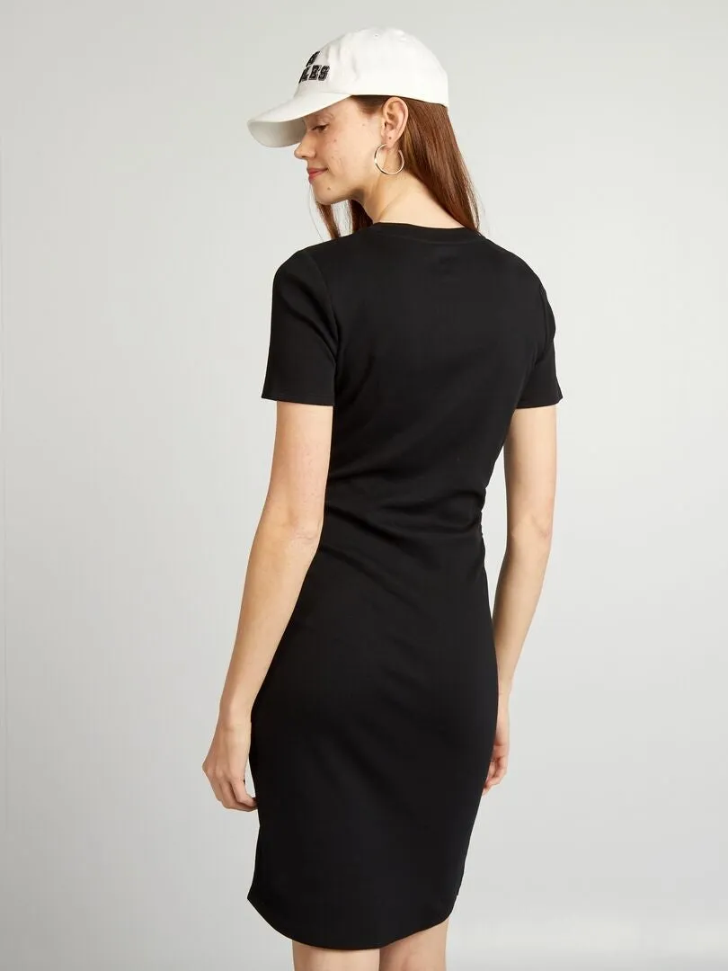 Vestido de punto de canalé - negro