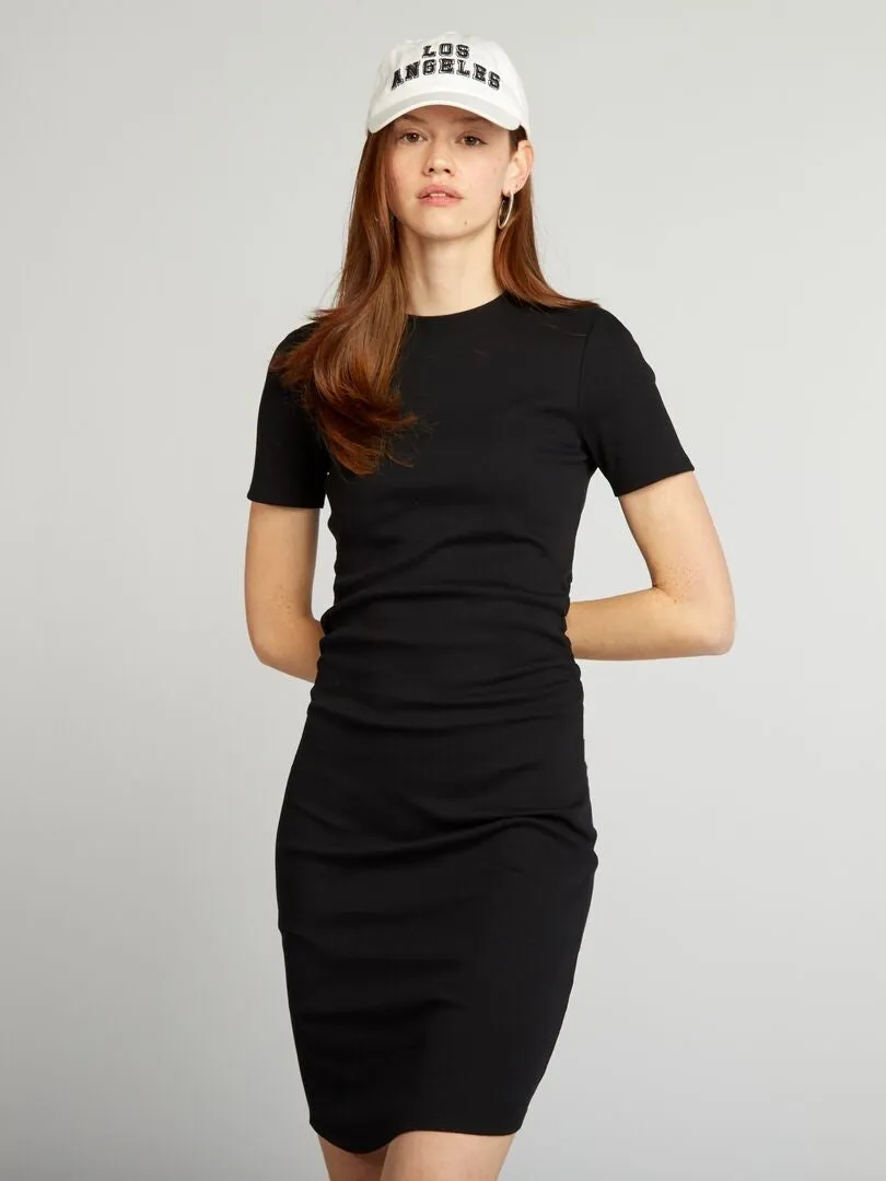 Vestido de punto de canalé - negro