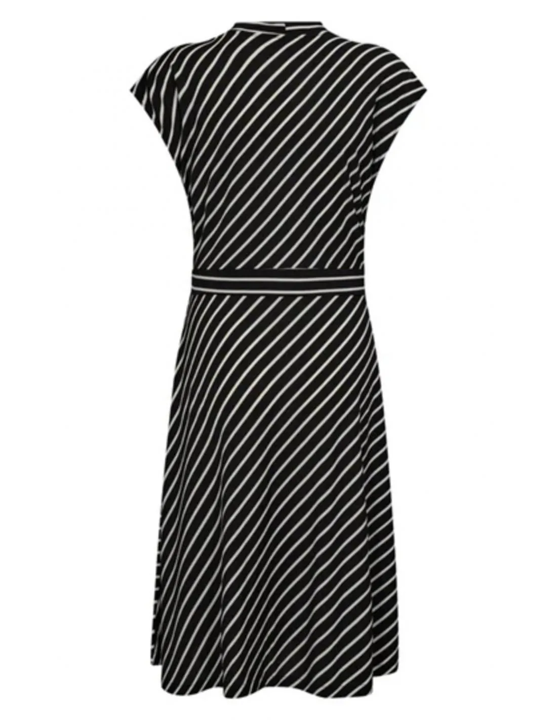 VESTIDO MIDI ESTAMPADO A RAYAS NEGRO FREEQUENT YRSA