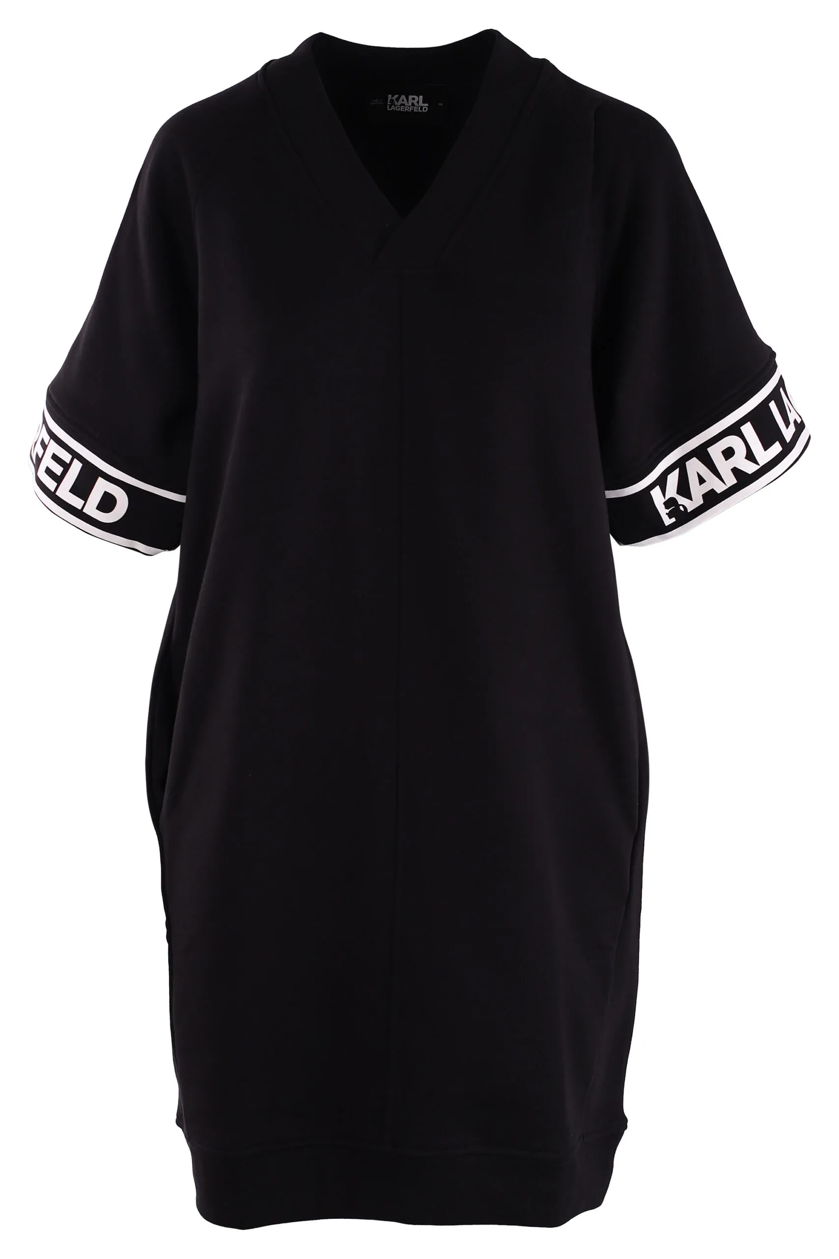 Vestido negro con logo en mangas